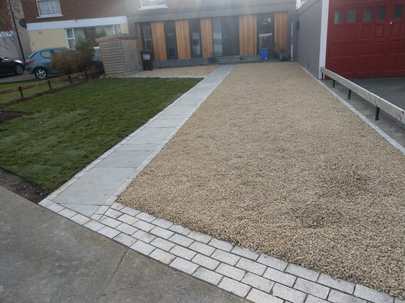 Gravel Driveway with Slabbed Footpath and New Lawn in Blackrock, Dublin (4)