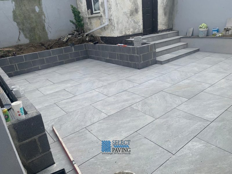 Porcelain Tiled Patio with Steps and Walling in Saggart, Co. Dublin (2)