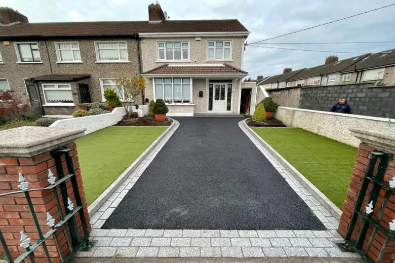 Tarmacadam Driveway with Natural Granite Step, Raised Kerb and Artificial Grass in Artane, Dublin (5)