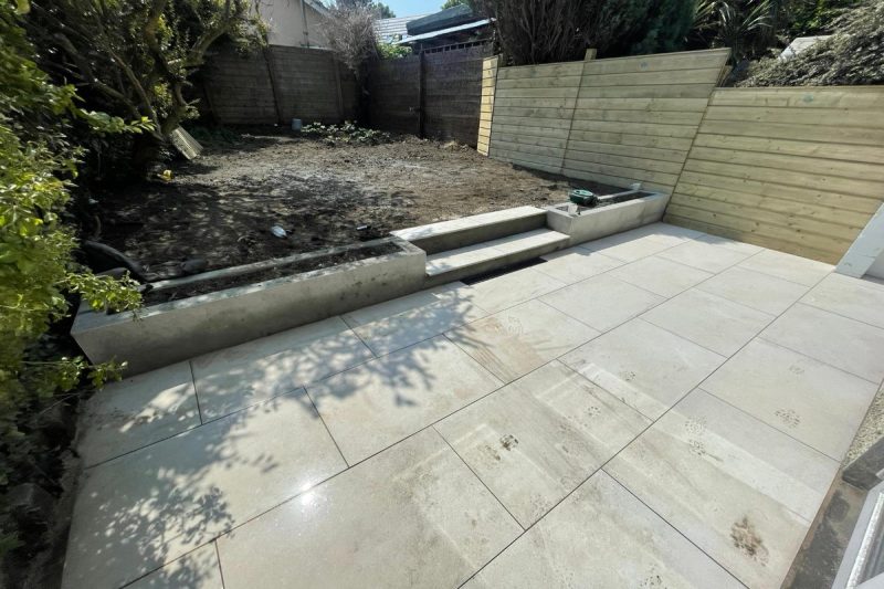 Porcelain Tiled Patio with Flowerbeds and Double Step in Dundrum, Dublin (6)