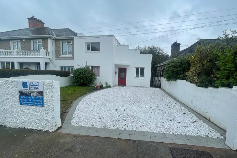 Driveway and Patio with Polar White Gravel and Silver Granite Brick Borders in Templeogue, Dublin (6)